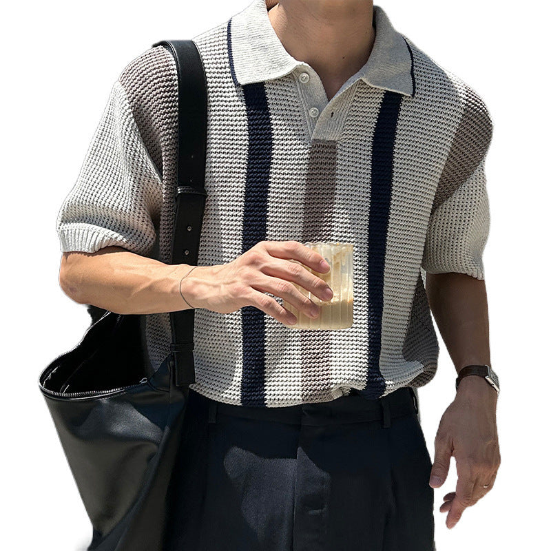 Vintage-Style Mesh Knit Polo