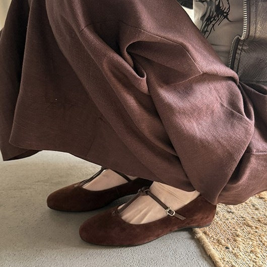 Suede T-Strap Mary Janes