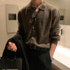 Pit striped knitted cardigan jacket brown