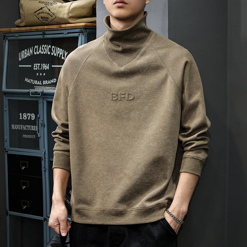 Embossed High-Neck Sweatshirt
