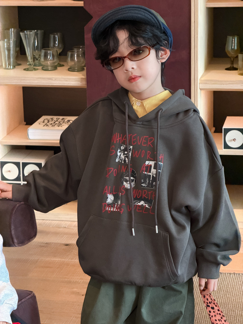 Kids' Casual Letter Hoodie