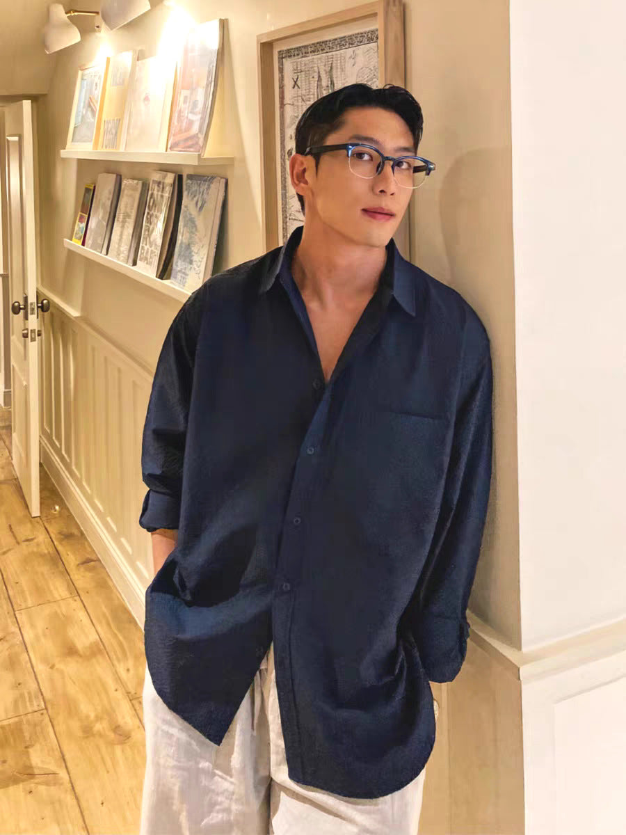 Linen Blend Oversized Utility Shirt