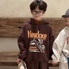Cartoon puppy hooded fleece suit coffee color