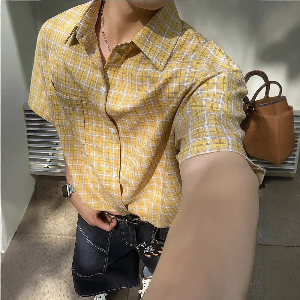Vintage Plaid Short Sleeve Utility Shirt