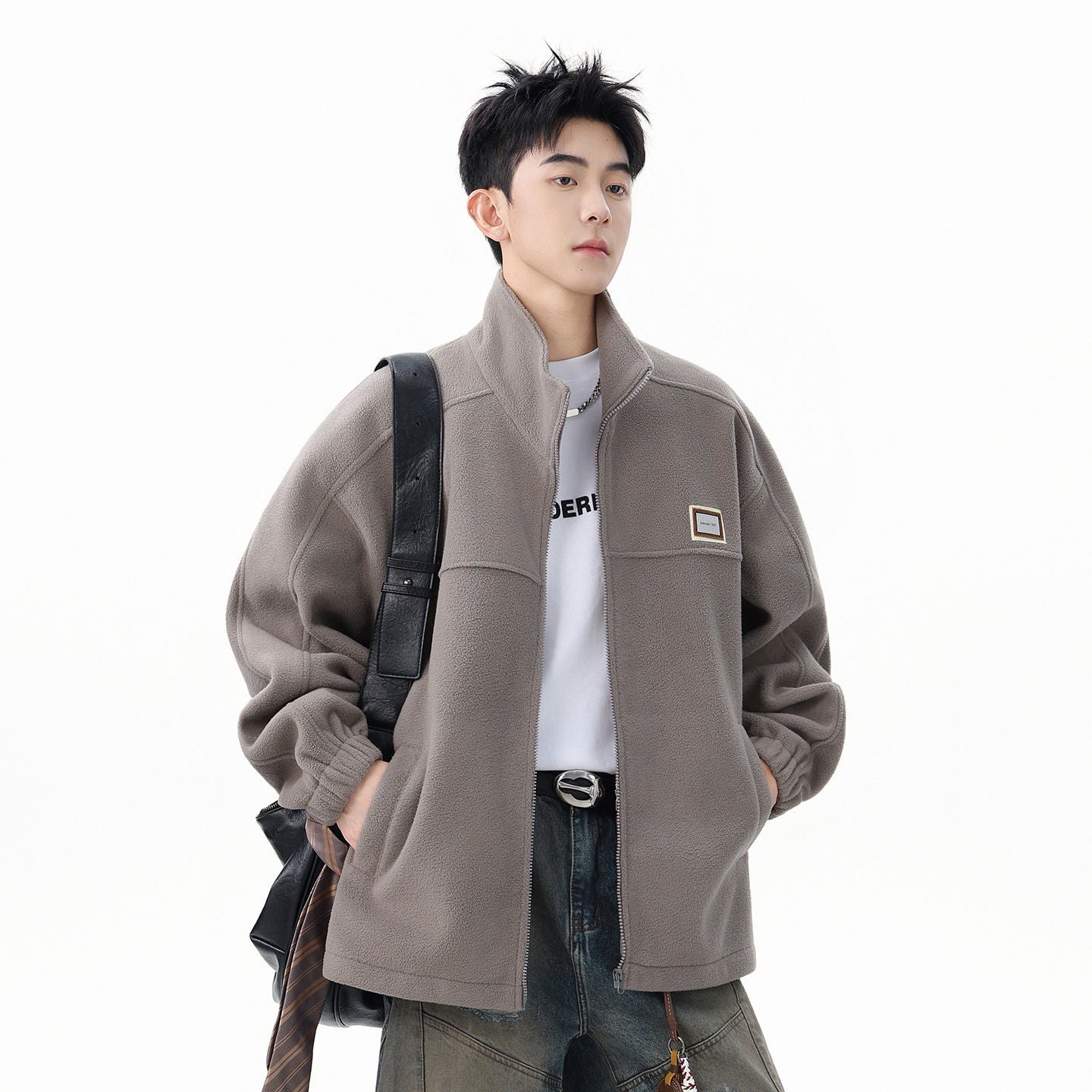 Oversized Polar Fleece Zip-Up Jacket
