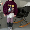 Cat and Jerry fleece-lined sweatshirt in purple red