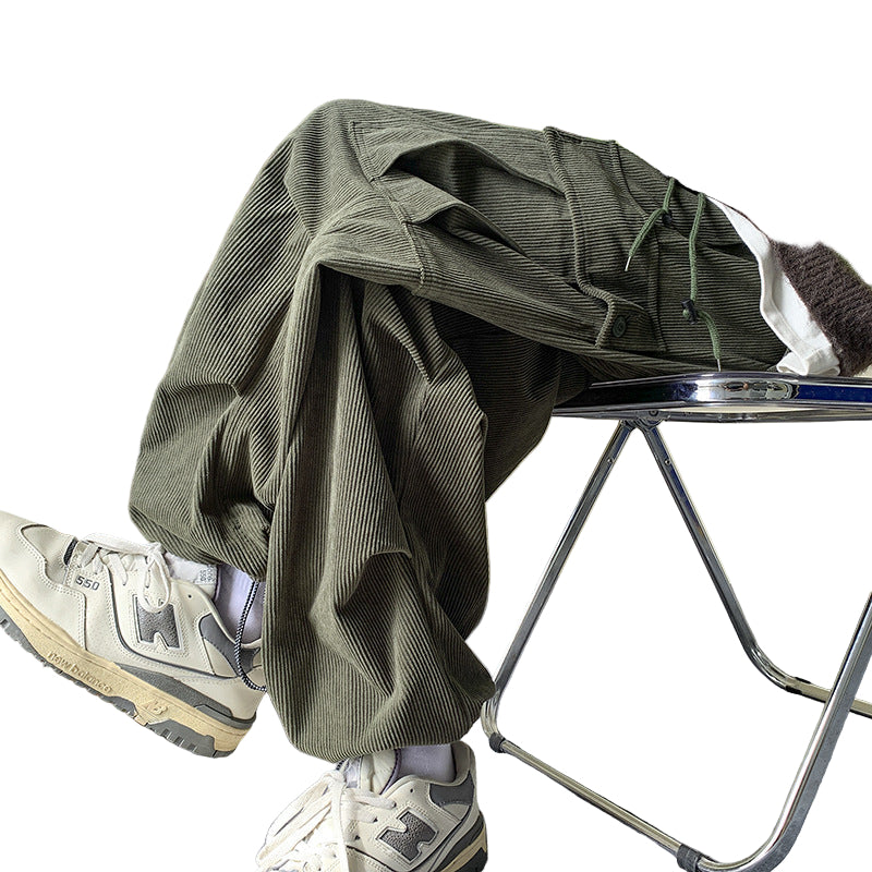 Corduroy Wide-Leg Cargo Trousers