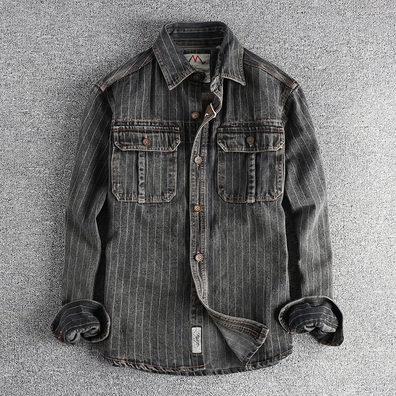 Vertical Stripe Denim Workshirt
