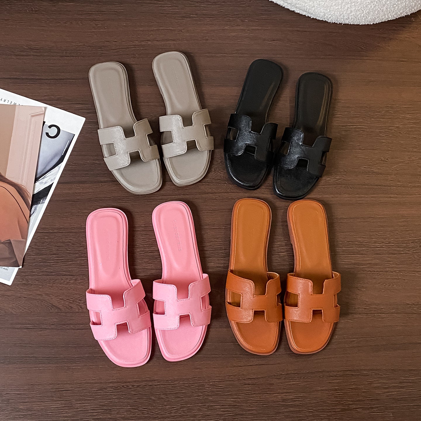 Square Toe Slide Sandals