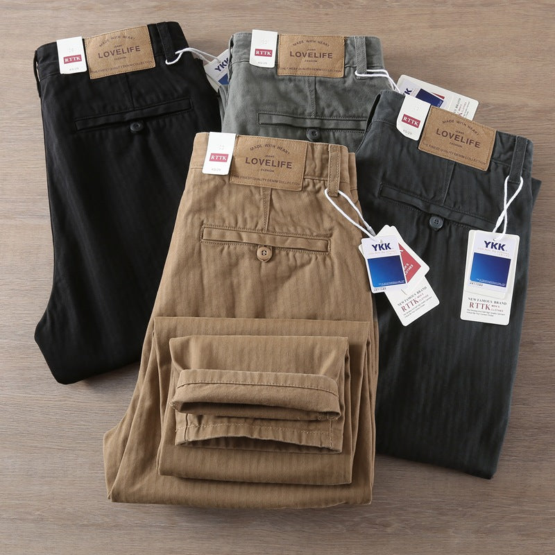 Vintage Herringbone Relaxed Trousers