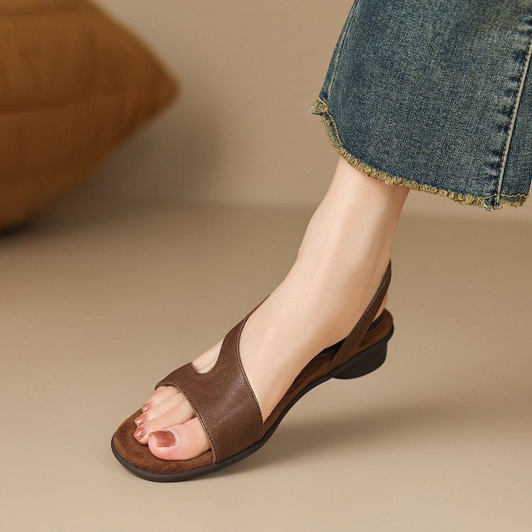 Buckle-Strap Leather Sandals