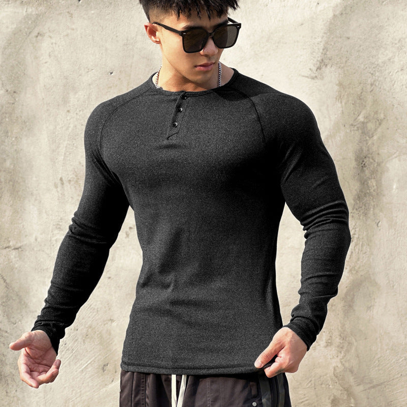 Men's Athletic Fleece Henley Performance Top