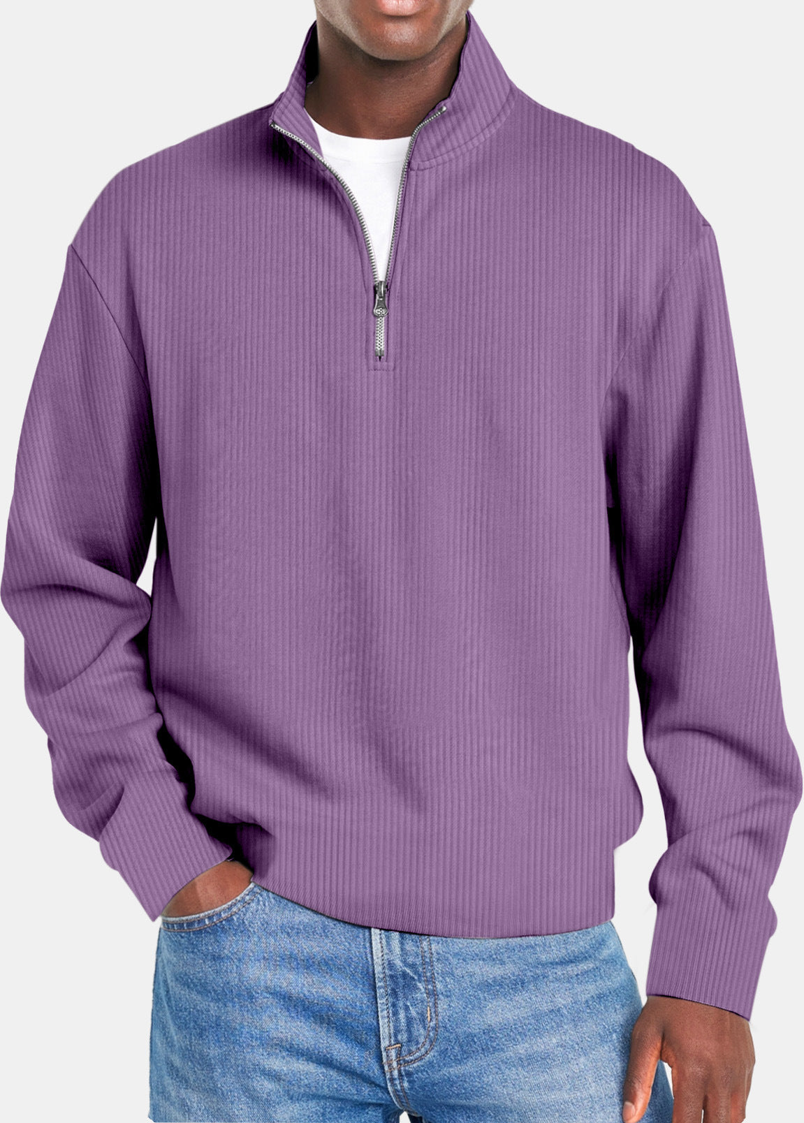 Ribbed Quarter-Zip Pullover