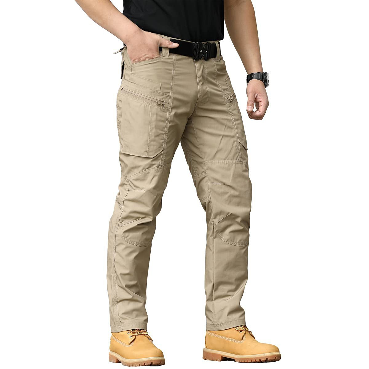 Amazon training pants with multiple pockets and zippers stretch cargo pants