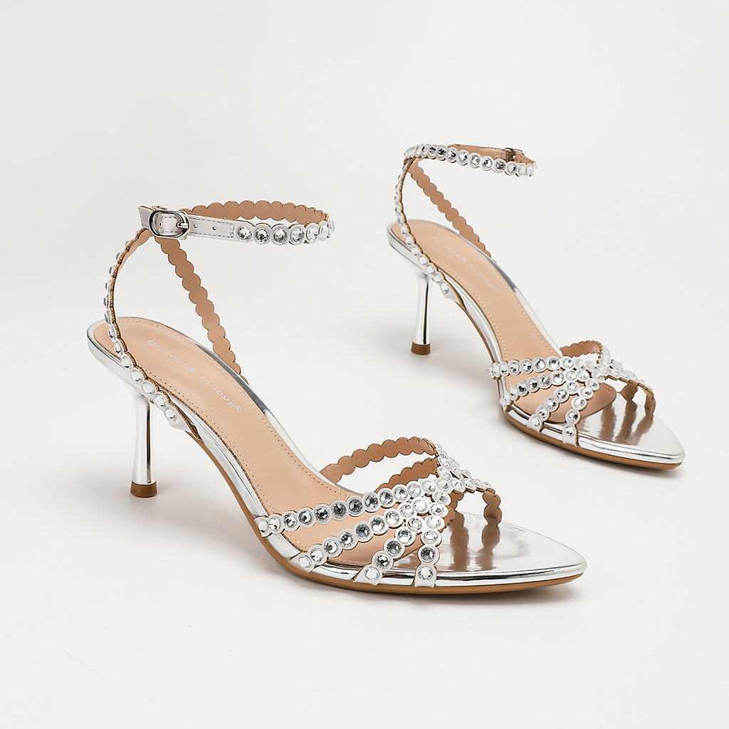 Satin Rhinestone Sandals