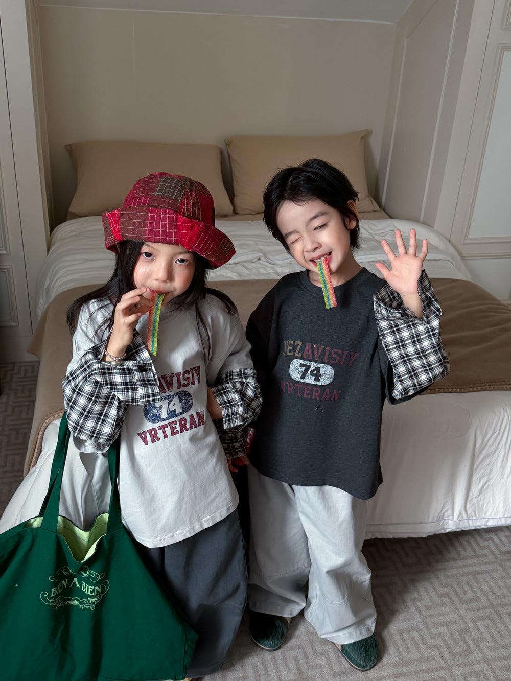 Kids' Plaid Layered-Look Long-Sleeve T-Shirt