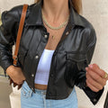 Cropped Faux Leather Jacket