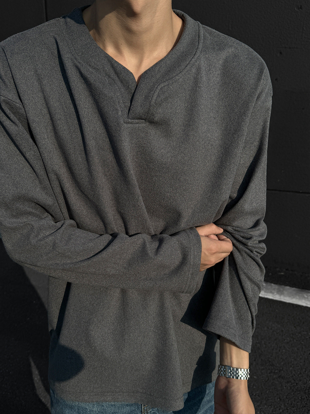 Men's Heavyweight V-Neck Long-Sleeve T-Shirt