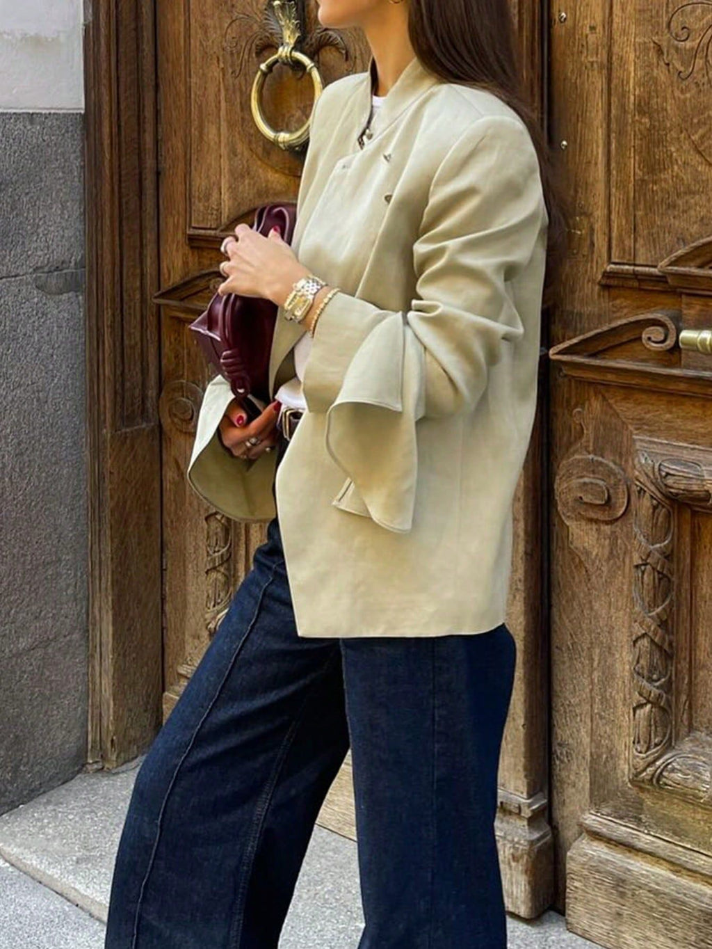 Women's Asymmetric Stand-Collar Jacket