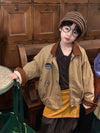 Color-blocked collar labeled jacket with khaki