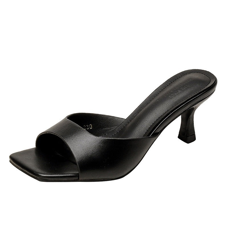 Square Toe Minimalist Low Heel Sandals