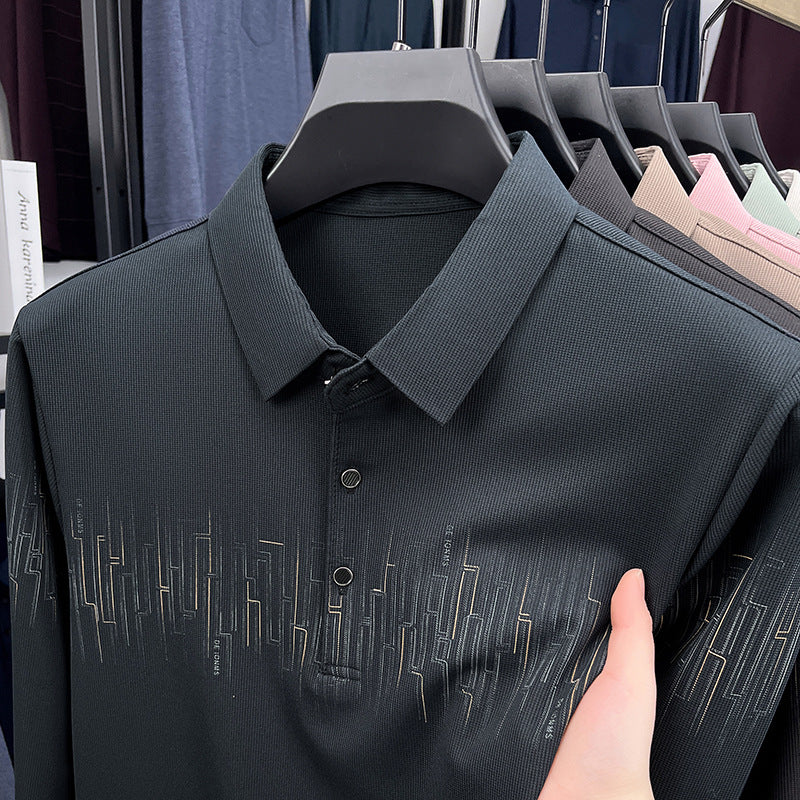 Patterned Long Sleeve Polo