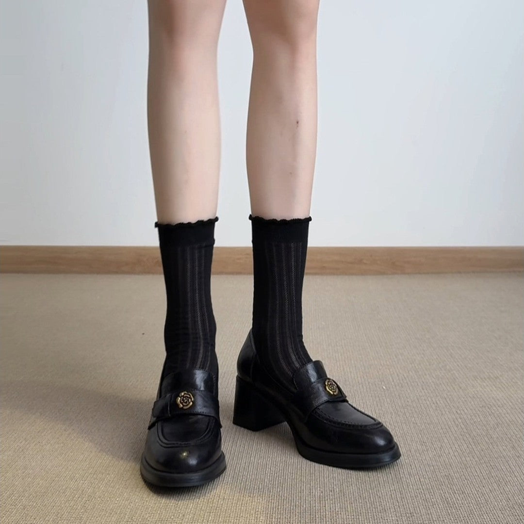 Emblem Heeled Loafers
