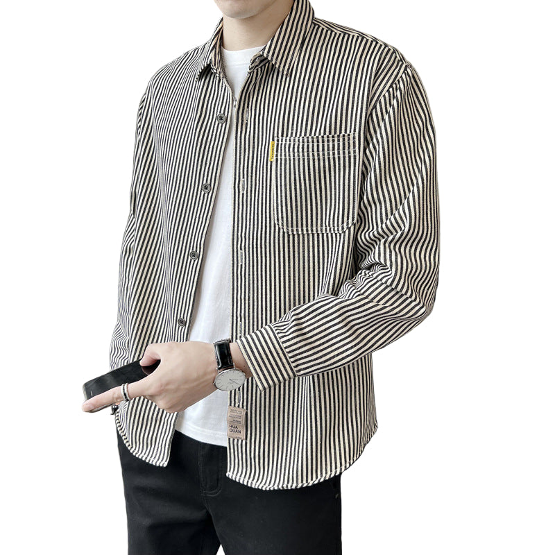 Men's Vertical Stripe Casual Shirt-Jacket