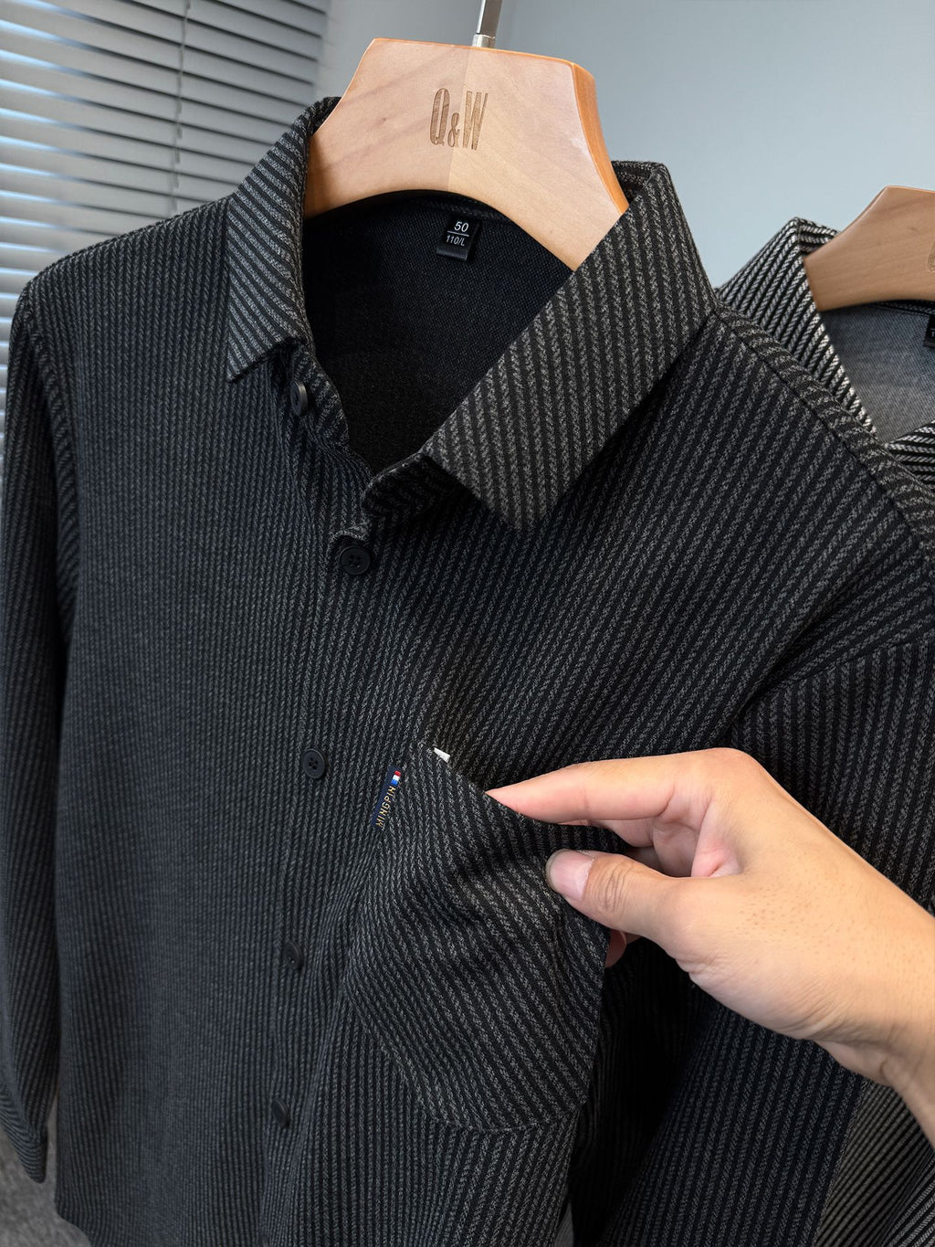 Premium Textured Vertical Stripe Button Down