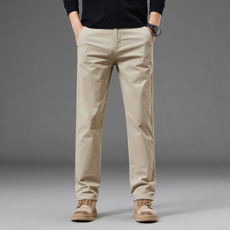 Premium Straight-Leg Cotton Stretch Casual Pants