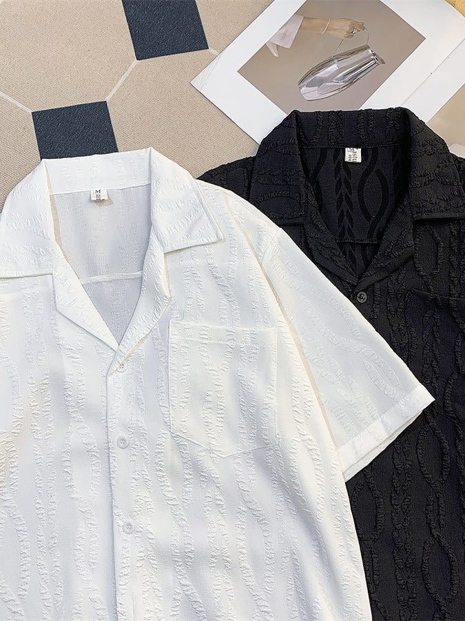 Textured Cuban Collar Shirt