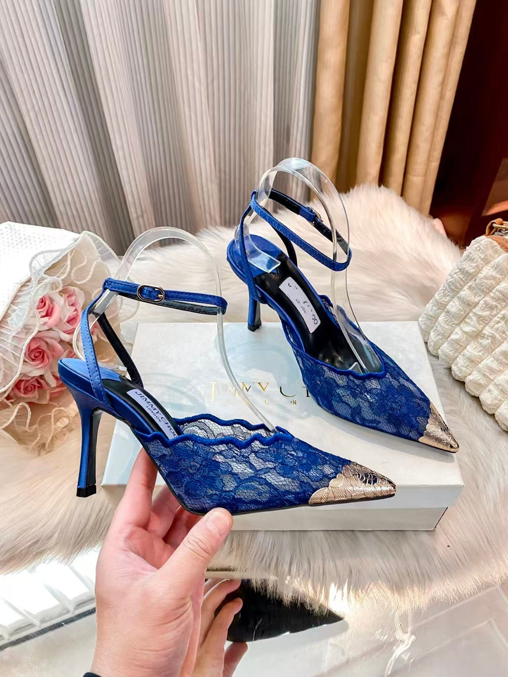 Lace Slingback Heels