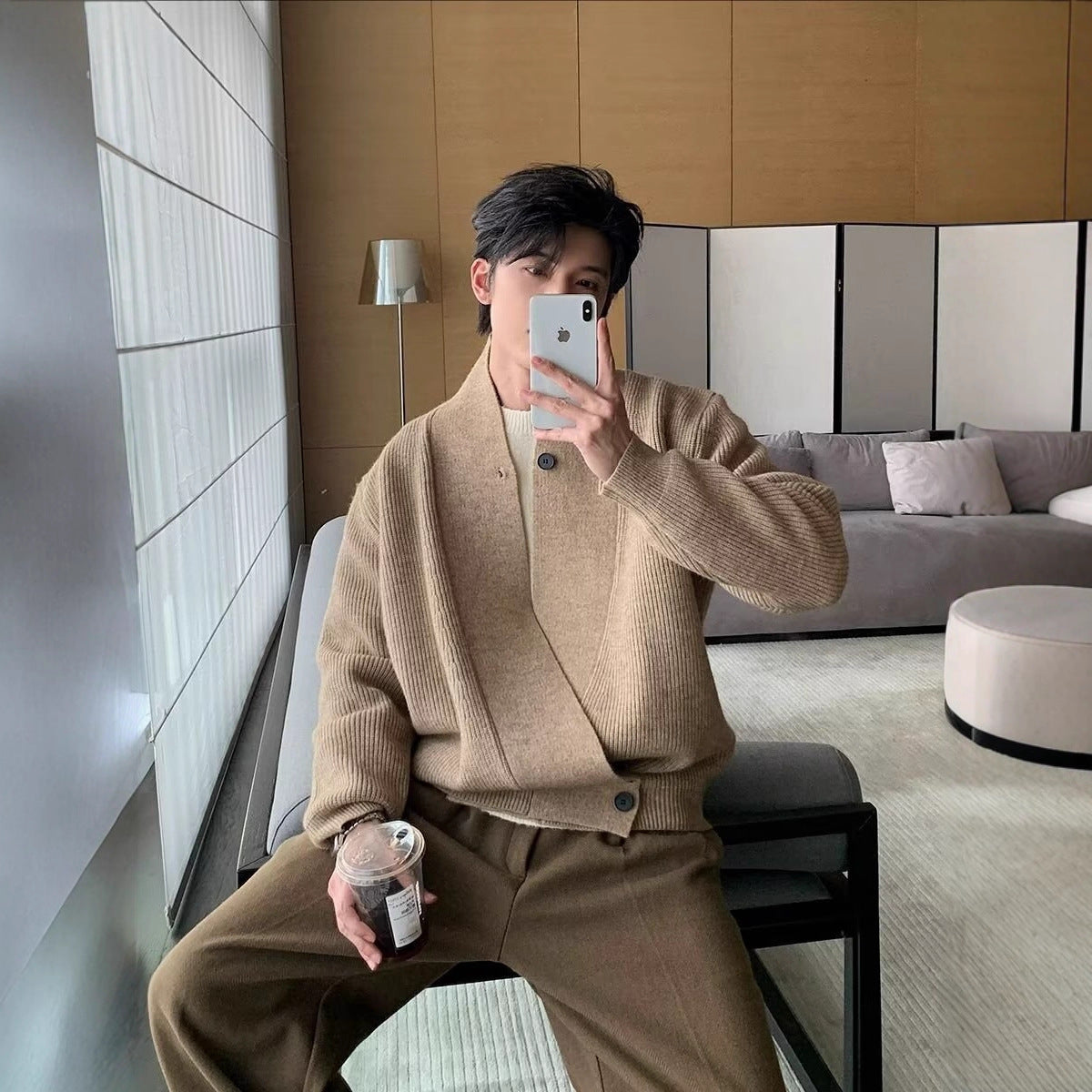 Men's Draped Cardigan