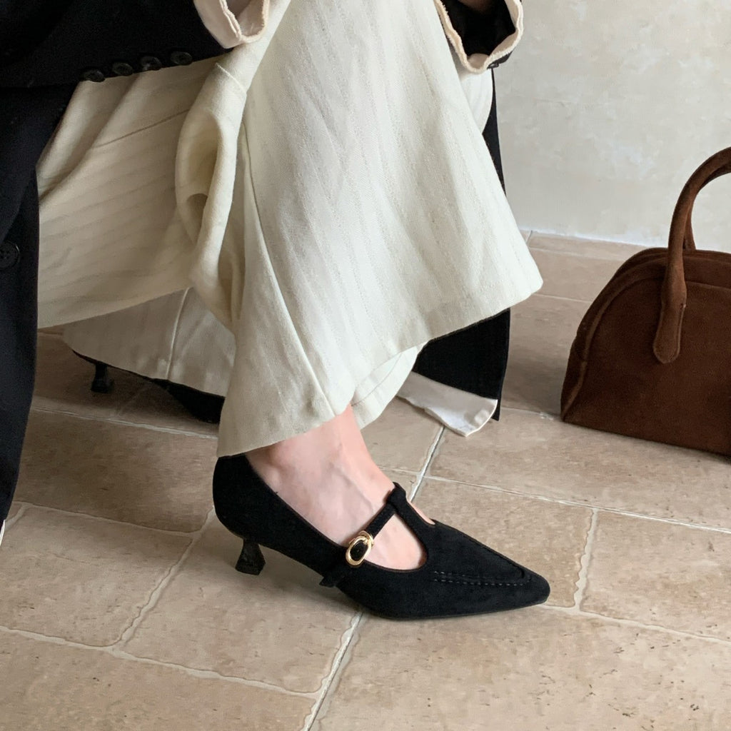 Pointed-Toe Mary Jane Heels