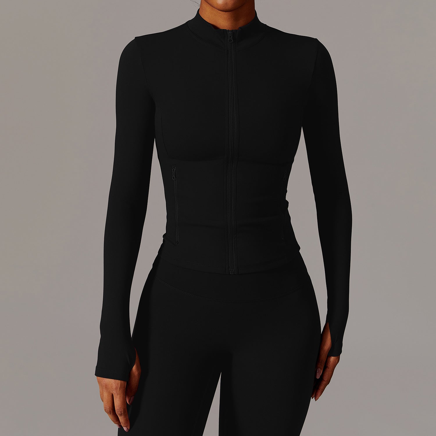 Zip-up Athletic Top and Leggings Set