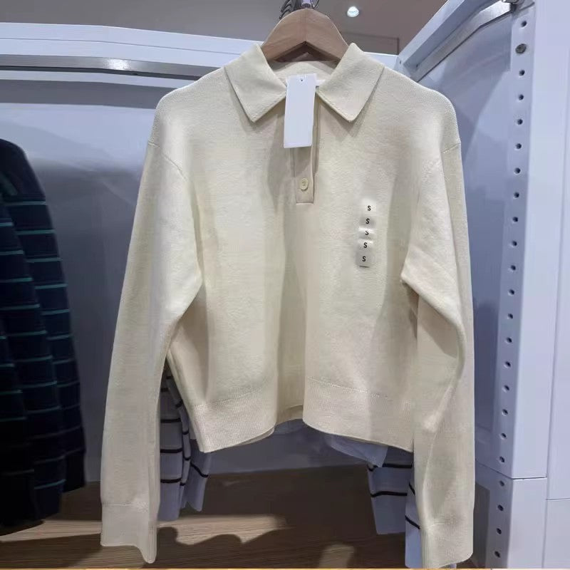 Striped Knit Polo Sweater