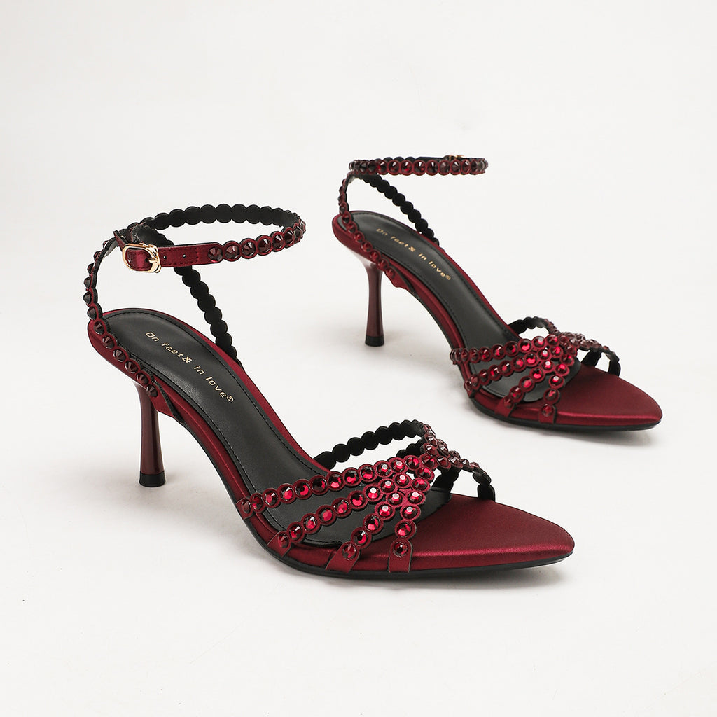 Satin Rhinestone Sandals