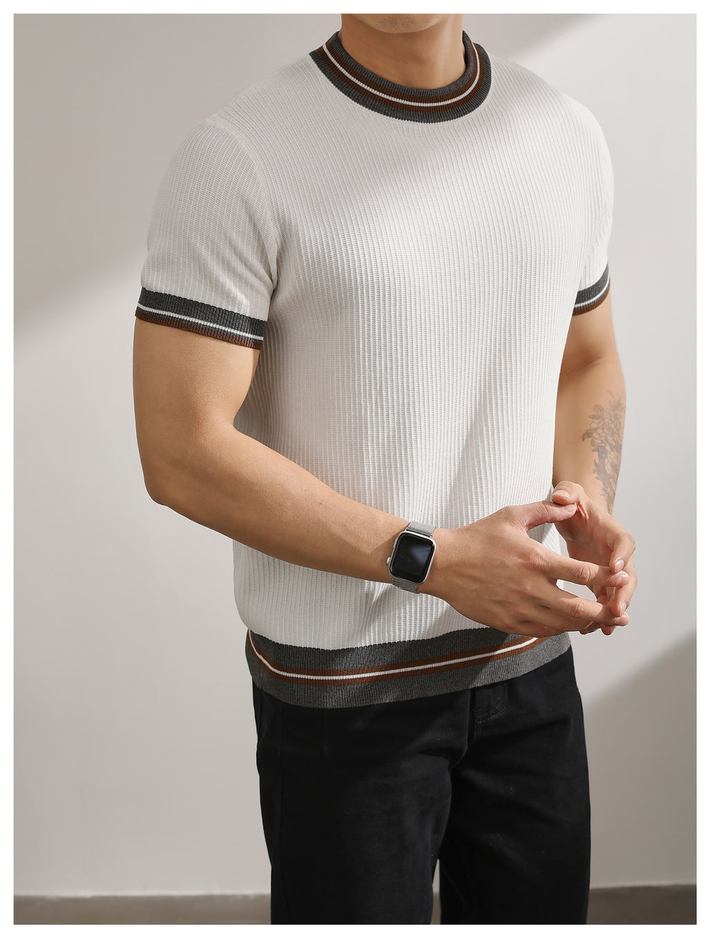 Men’s Textured Ice-Silk Knit Polo