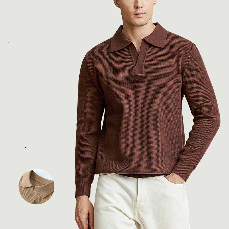 Seagull Collar Knit Polo Shirt