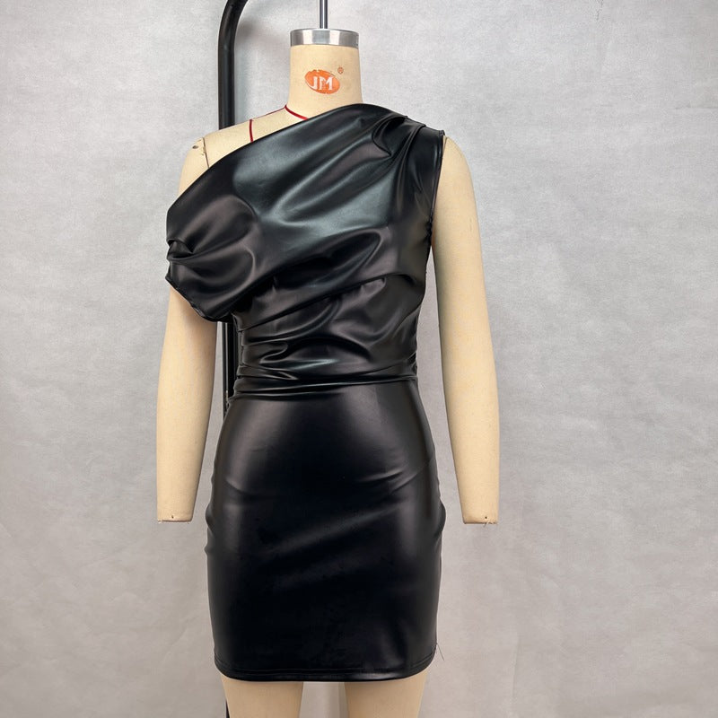 Sleek One Shoulder Ruched Mini Dress
