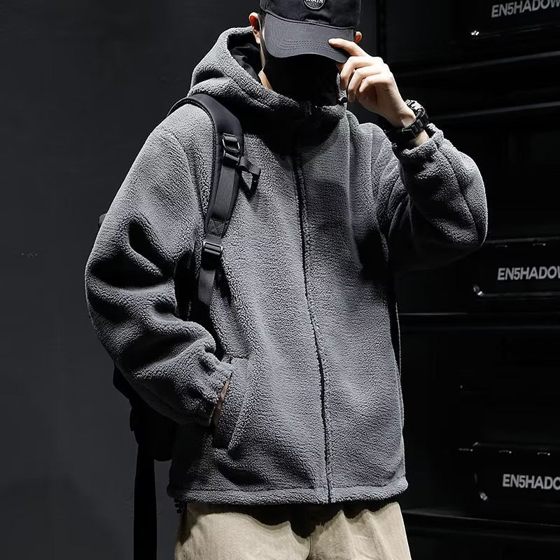 Plush Hooded Zipper Jacket