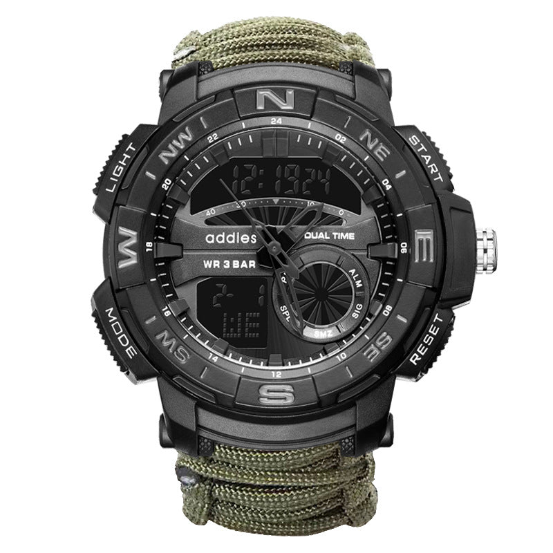 Eddison Men's Multifunctional Compass Watch Outdoor Mountaineering Whistle Flintstone Waterproof Electronic Men's Watch Wholesale