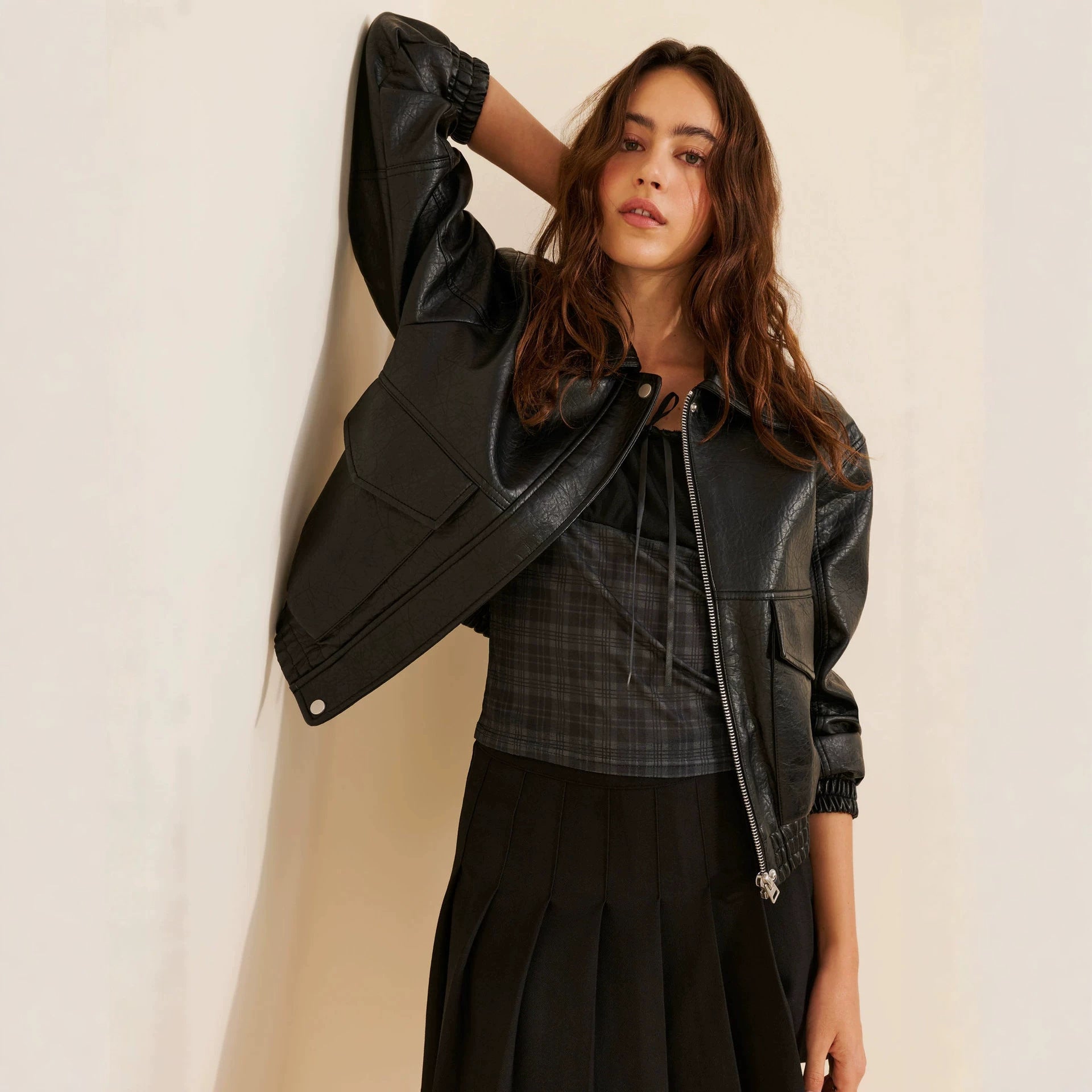 Retro PU Leather Bomber Jacket