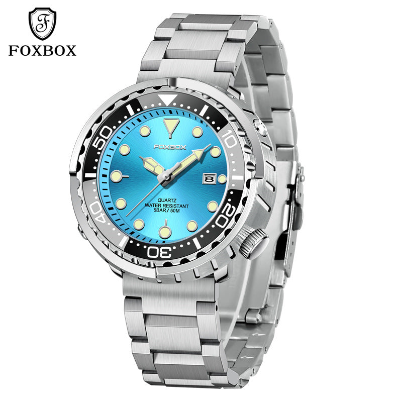 LIGE2023 cross-border exclusive FOXBOX men's quartz watch three-hand date waterproof watch business men's watch