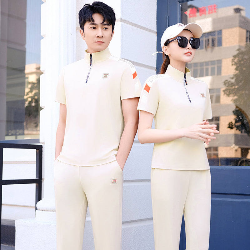 Sport-Stripe Zip Polo Set