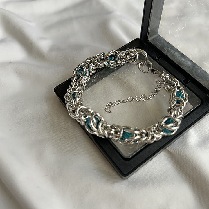 Titanium Steel Byzantine Chain Set