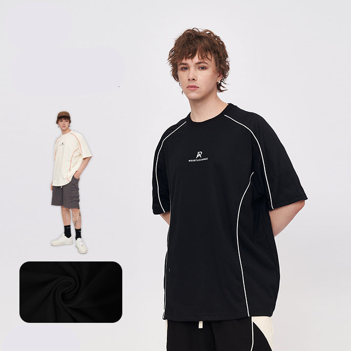 Contrast Piping Oversized Graphic Tee