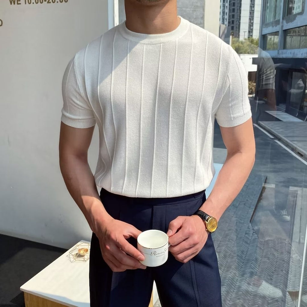 Ribbed Knit Crewneck Tee