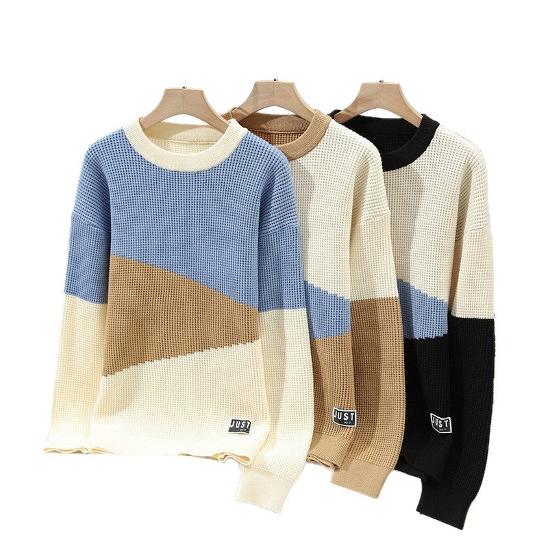 Waffle Knit Geometric Pullover