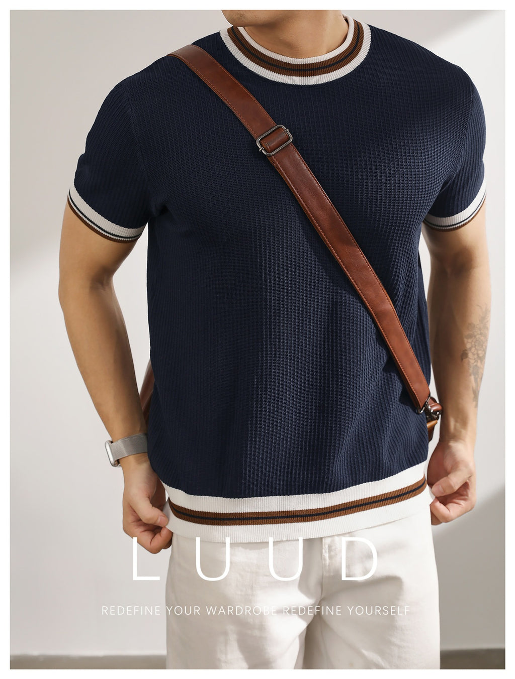 Men’s Textured Ice-Silk Knit Polo